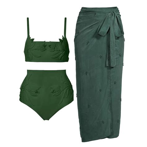 Women S Fashion Solid Bikini Two Piece High Waist Sling Print Swimsuit Sexy Bathing Suits Summer