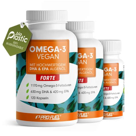 Omega 3 Vegan FORTE Kapseln DHA EPA Extra Hochdosiert