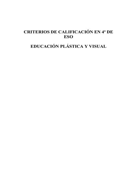 CRITERIOS DE CALIFICACIÓN EN 4º DE ESO EDUCACIÓN