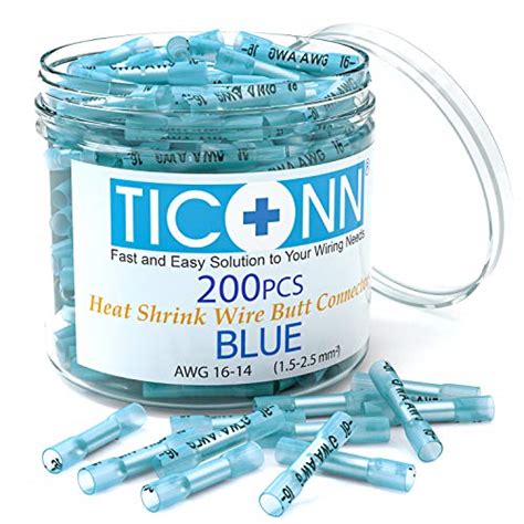 TICONN 200PCS AWG 1614 Heat Shrink Butt Connectors Kit Insulated