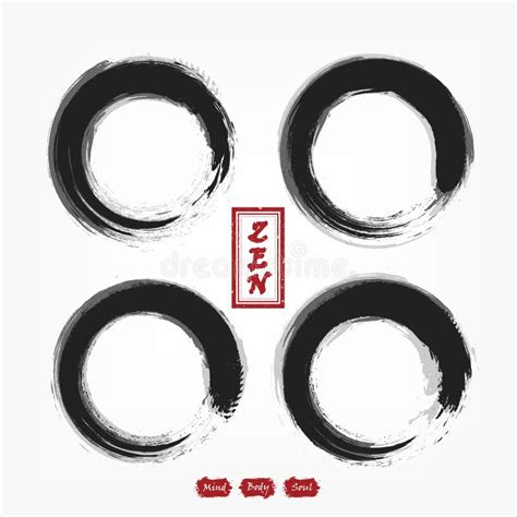 Enso Zen Circle Style Sumi E Design Black Ink Watercolor Painting