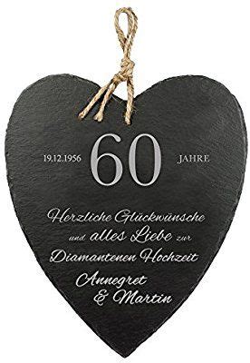 Casa Vivente Schieferherz Mit Gravur Zur Diamantenen Hochzeit