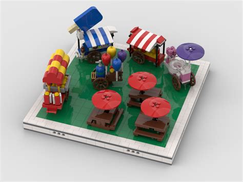 Lego Moc Dining Area And Food Stands For Modular Amusement Park By