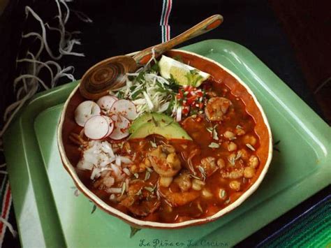 Pozole De Camaronshrimp And Hominy Soup In A Chile Guajillo Broth La