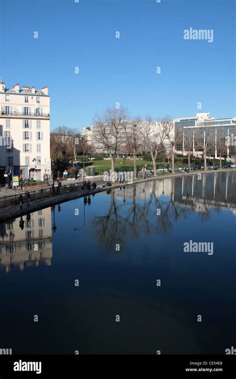 Gardens Of Square Villemin Near Canal Saint Martin Paris France Stock