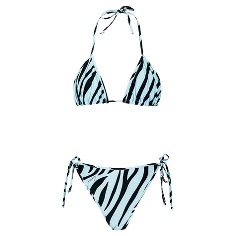 S S 1996 Gucci By Tom Ford Blue And Black Zebra Print String Bikini For