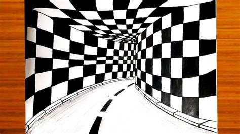 3D Tunnel Drawing 3D Drawing Optical Illusion 3D Wall Painting How To