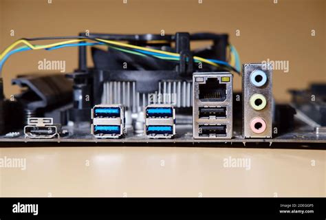 Used Modern Motherboard Back Side With Audio Usb Hdmi Stock Photo Alamy