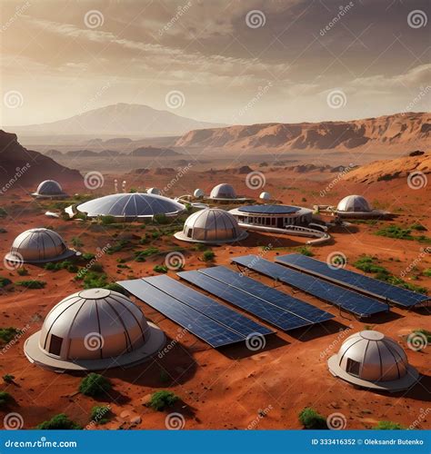 A Futuristic Colony on Mars Stock Illustration - Illustration of