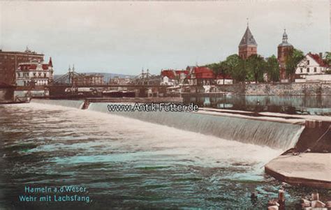 O J Ansichtskarte Postkarte Hameln A D Weser Wehr Mit Lachsfang