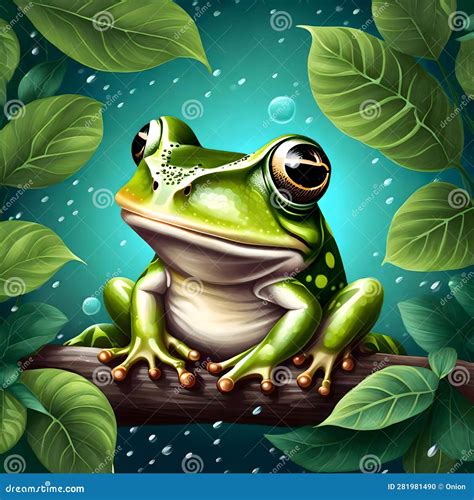 Beautiful Frog With Big Eyes Ai Generated Image Stock Illustration