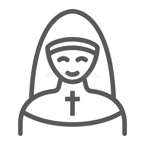 Nun Line Icon Religion And Prayer Sister Sign Vector Graphics A