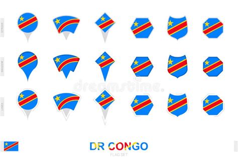 Collection Du Drapeau Dr Congo Sous Différentes Formes Et Avec Trois