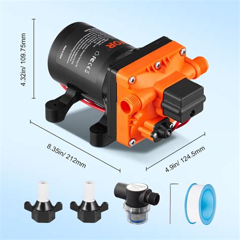 Vevor 12v Water Pressure Diaphragm Pump Self Priming Pump 55 Psi 3 5