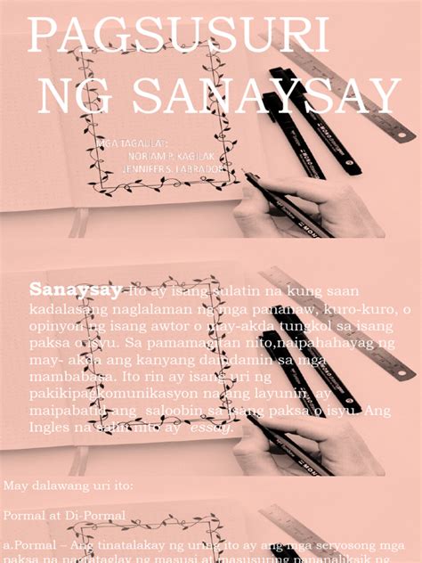 Pagsusuri Ng Sanaysay Pdf