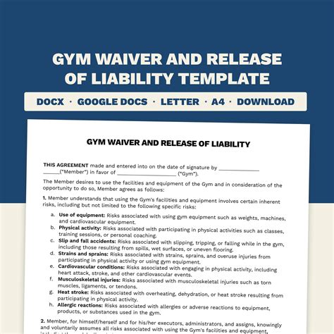 Gym Fitness Center Liability Waiver Form Microsoft Word And Google