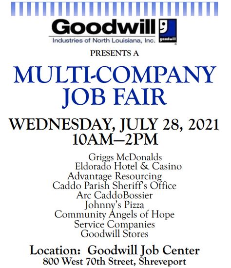 Goodwill Industries To Host Multi Company Job Fair July 28th