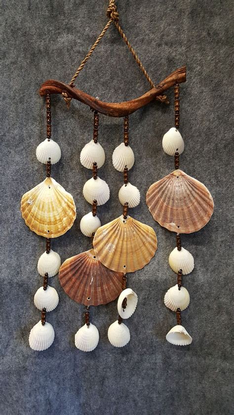 Ch047 Flat And Pectin Sea Shell Wind Chime Handcrafted Art Handmade