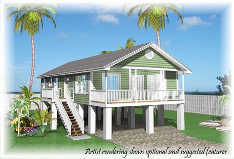 Raised House Plans, Raised Beach House, Tiny Beach House, Small Beach ...