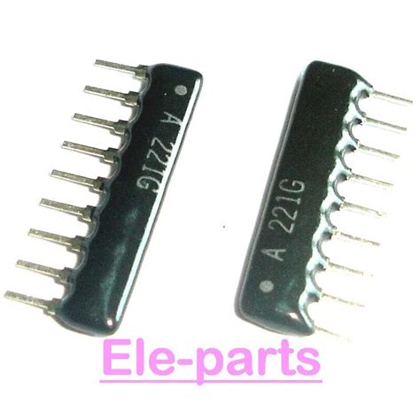 50 PCS A09 221J SIP 9 A09 221G 220 Ohm 8 Commoned Resistor Network