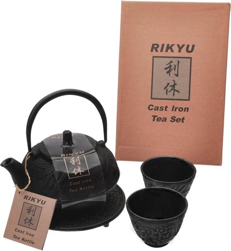 Amazon RIKYU RKTS2006BK Cast Iron Bamboo Tea Set With Trivet 16