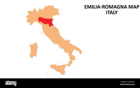 Emilia Romagna Regions Map Highlighted On Italy Map Stock Vector Image