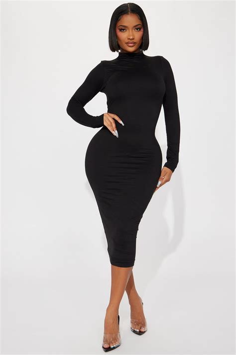 Efina Double Lined Midi Dress Black Fashion Nova Dresses Fashion