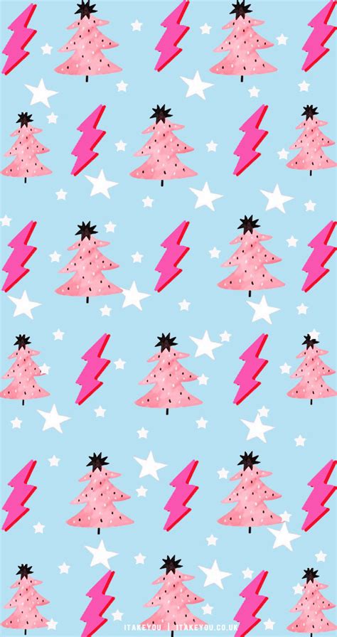 Preppy Christmas Wallpaper Ideas Pink Christmas Tree Light Blue