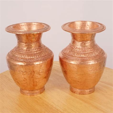 Two Copper Vases Set Of Two Copper Vases Vintage Copper Handmade