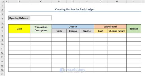 How to Make a Bank Ledger in Excel (with Easy Steps)