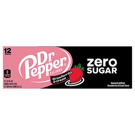 FRESH 12 Pk Dr Pepper Strawberries & Cream Zero - Soda Emporium