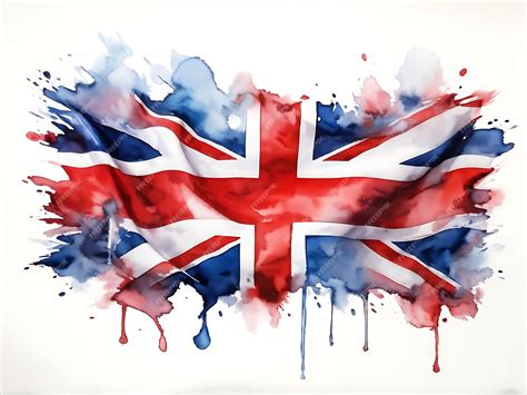 watercolor british flag  dripping paint premium ai generated image
