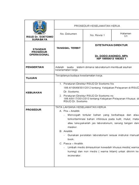 Sop Keselamatan Kerja Pdf