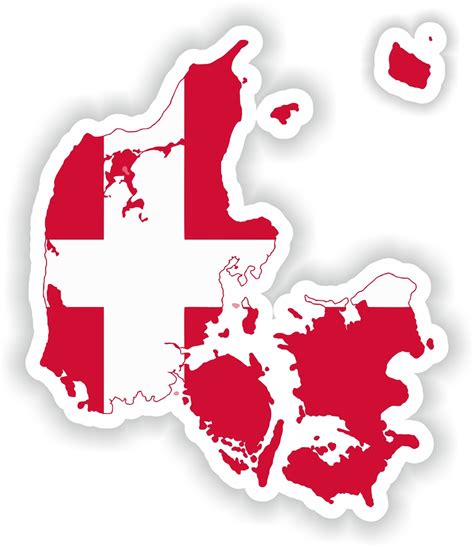 Denmark Map Flag Silhouette Sticker For Laptop Book Fridge Guitar