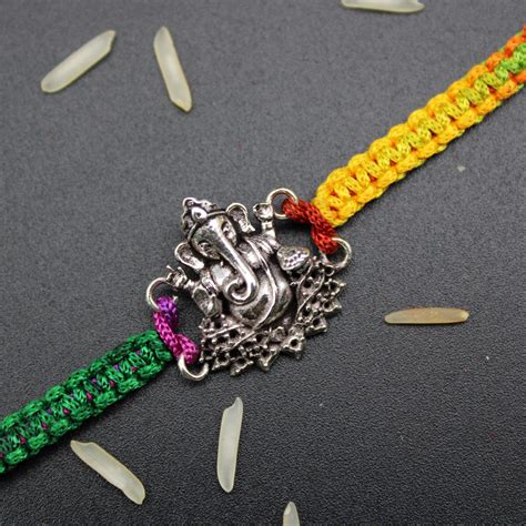 Ganesha Silver Rakhi Mens Silver Rakhi 925 Sterling Etsy Uk