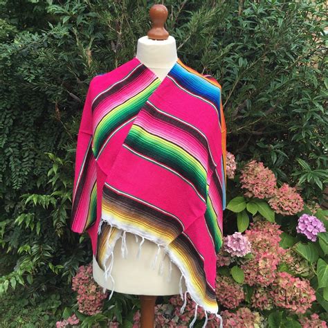 Mexican Blanket Sarape Serape Shawl Scarf Cloak Rug Rainbow Yoga Picnic