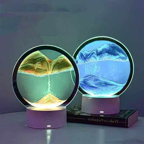 Desktop Quicksand Painting Dynamic Decoration Hourglass Lamp