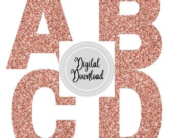 Rose Gold Glitter Numbers Clipart Png Files Digital Etsy