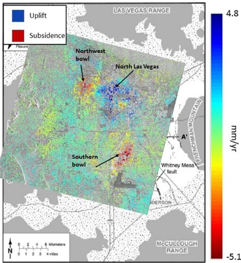 Ps Insar Interferogram Showing Rate Of Surface Uplift And Subsidence