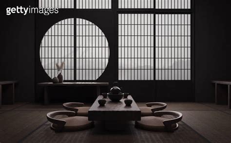 Traditional Japanese Tea Room Interior With Tatami Mats3d Rendering