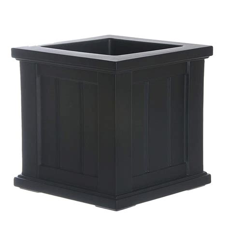 Mayne Cape Cod 14 In Square Self Watering Black Polyethylene Planter