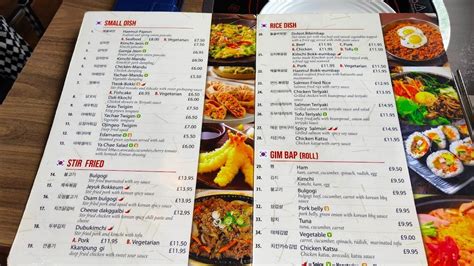 Menu at Seoul Korean BBQ, Glasgow