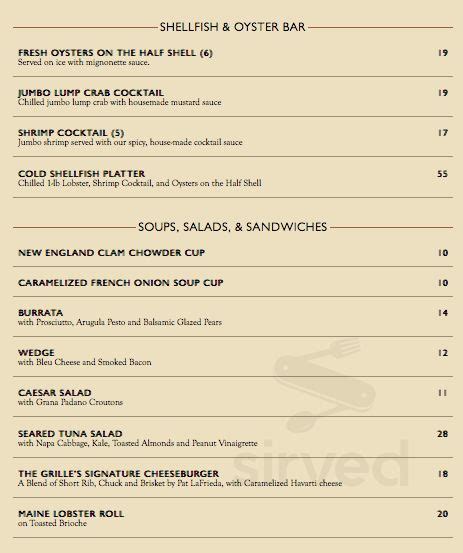 The Capital Grille Menu In Dunwoody Georgia Usa