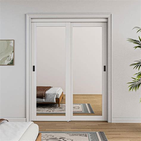 Ark Design 60 In X 80 In Solid Core 1 Lite Mirror White Primed Mdf Interior Closet Sliding