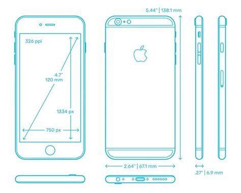 Apple iPhone 6 (8th Gen) Dimensions & Drawings | Dimensions.com in 2024 ...