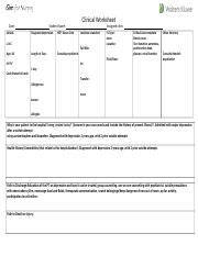 Vsim Clinical Worksheet Updated Docx Clinical Worksheet Date