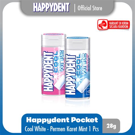 jual happydent cool white pocket bottle  permen karet rasa mint