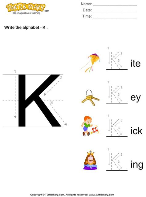 Download And Print Turtle Diarys Write Alphabet K In Uppercase