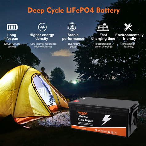 Buy Lifepo4 200ah Lithium Battery 12 Volts With Built In Bms5000 Cycles Rechargeable Rv Deep