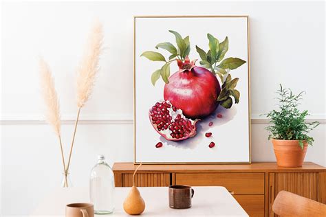 The Pomegranate Pomegranate Art Print Fruit Art Digital Wall Art ...